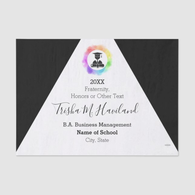 Papel de Tecido de Graduação HAM Preto e Branco po (Frente )