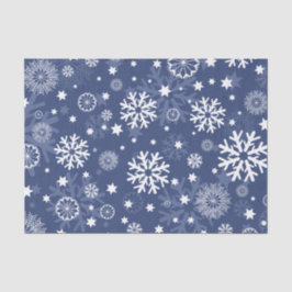 Papel de Tecido de Natal em Floco de Neve Azul Mod