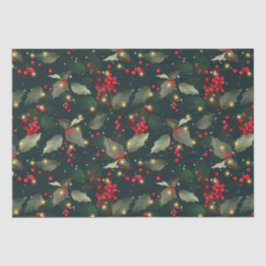 Papel de Tecido de Natal Holly Light Garland