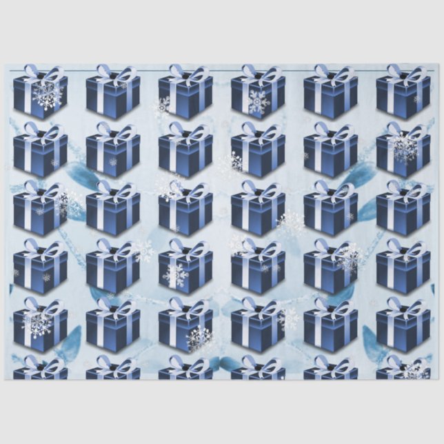 Papel de Tecido de Presente de Natal Azul (Frente )