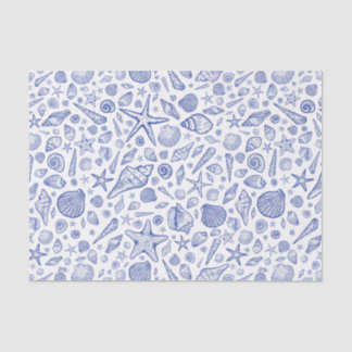 Papel de Tecido de Seashell Ilustrado Azul