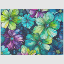 Papel de Tecido de Tinta Floral Colorida