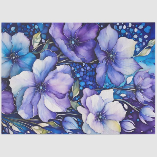 Papel de Tecido de Tinta Floral Colorida (Frente )