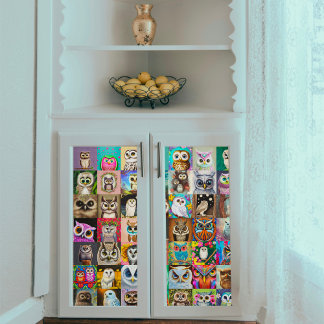 Papel de Tecido Desacoplado de Corujas Quadradas