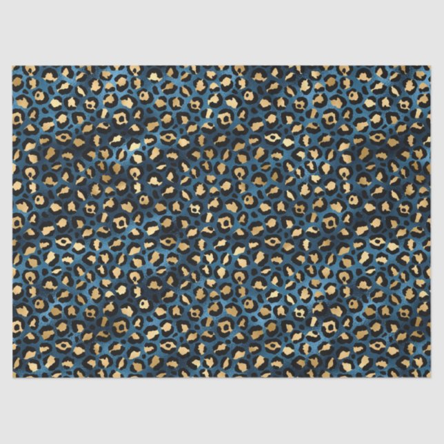 Papel de Tecido Design 1 da Série Leopardo Azul e  (Frente )