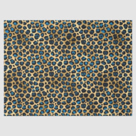 Papel de Tecido Design 4 da Série Leopardo Azul e 