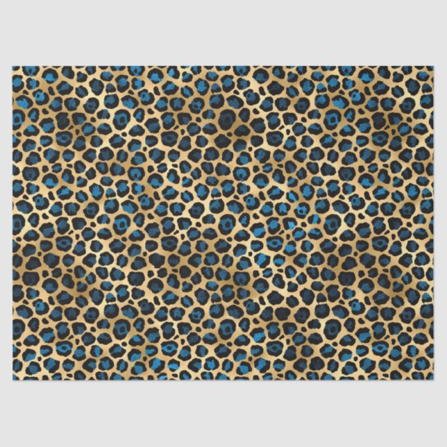 Papel de Tecido Design 4 da Série Leopardo Azul e  (Frente )