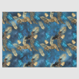 Papel de Tecido Design 6 da Série Leopardo Azul e 