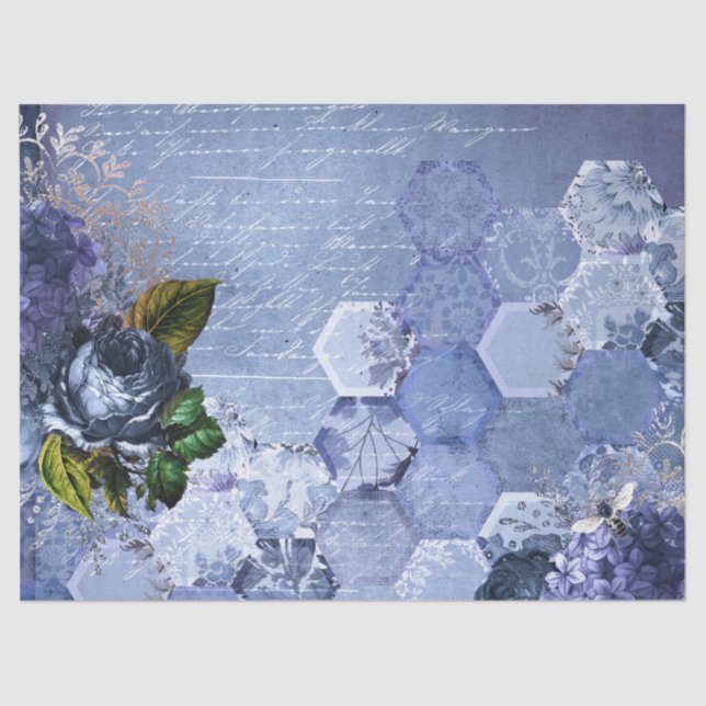 Papel de Tecido Design 9 Blue Bee Series (Frente )