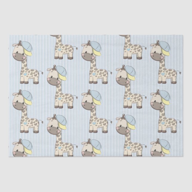 Papel de Tecido do Baby Boy Giraffe Personalizado (Frente )