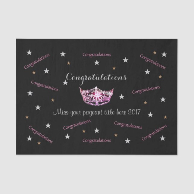 Papel de Tecido dos Parabéns Miss América (Frente )