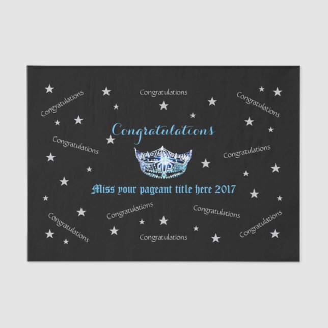 Papel de Tecido dos Parabéns Miss América (Frente )