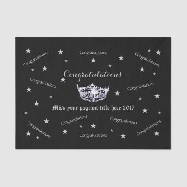 Papel de Tecido dos Parabéns Miss América (Frente )