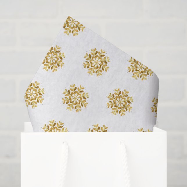 Papel de Tecido Dourado de Papel Flocos de Neve Fe (Sacola de presentes)