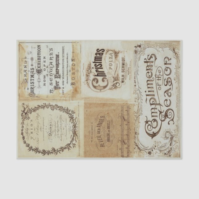 Papel de Tecido Ephemera de Natal (Frente )