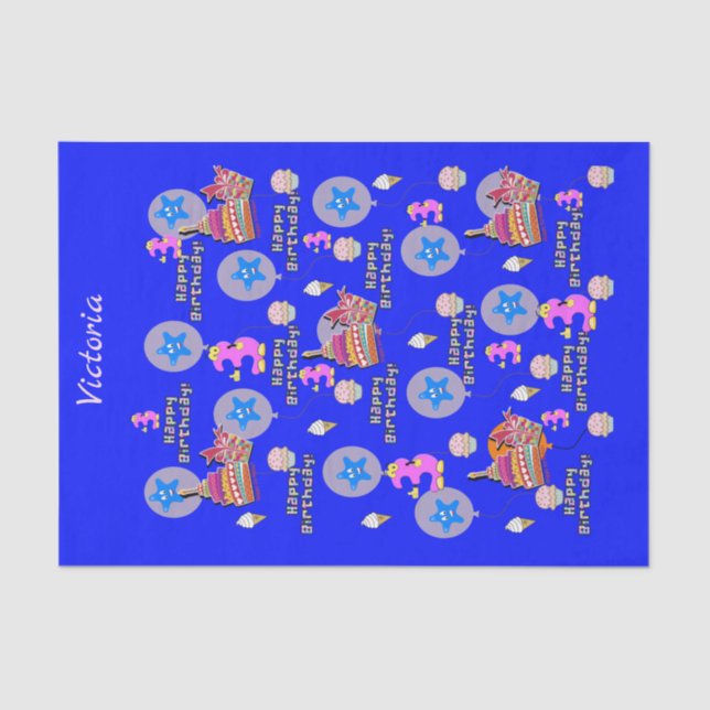 Papel de Tecido Feliz aniversário de 3 anos nº 3 (Frente )