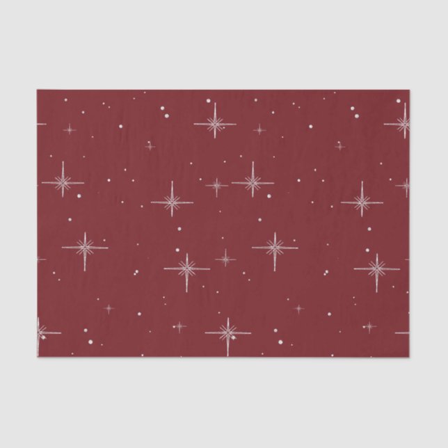 Papel de Tecido Feriado Estrelado - Vermelho com E (Frente )