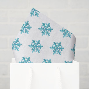 Papel de Tecido Feriado - Flocos de Neve Azuis