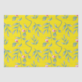 Papel de Tecido Floral Amarelo