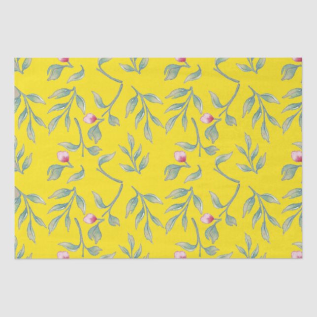 Papel de Tecido Floral Amarelo (Frente )