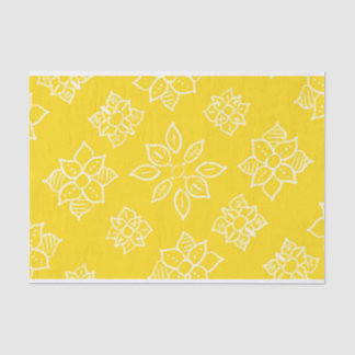 Papel De Tecido Floral Amarelo-Batik