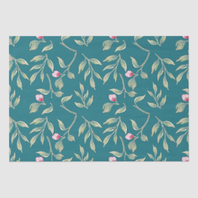 Papel de Tecido Floral Azul do Porto (Frente )