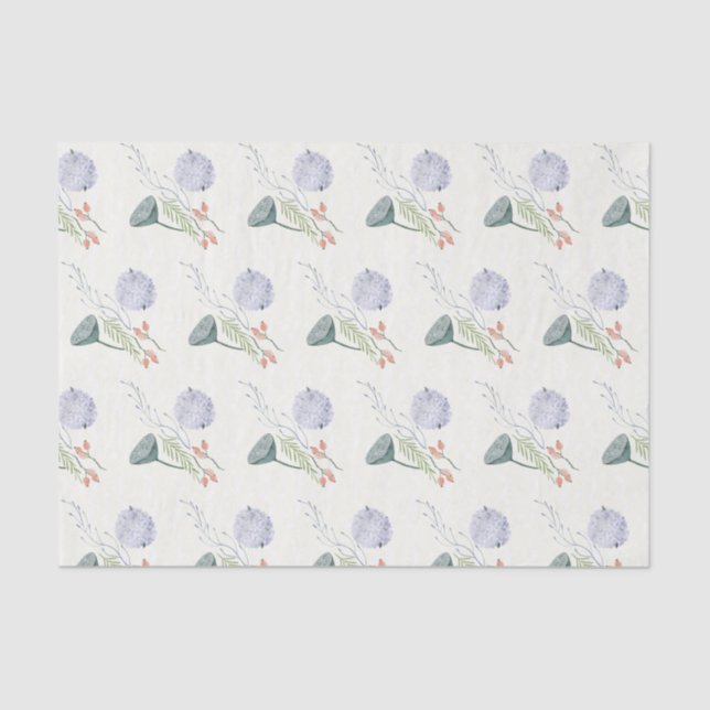 Papel de Tecido Floral Azul Lotus Pod (Frente )
