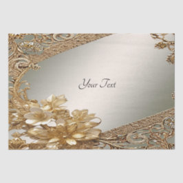 Papel de Tecido Floral de Ornamentado Dourado Mode