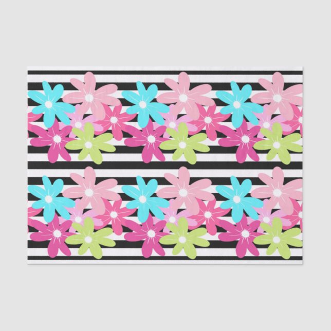 Papel de Tecido Floral e Stripe Grande (Frente )