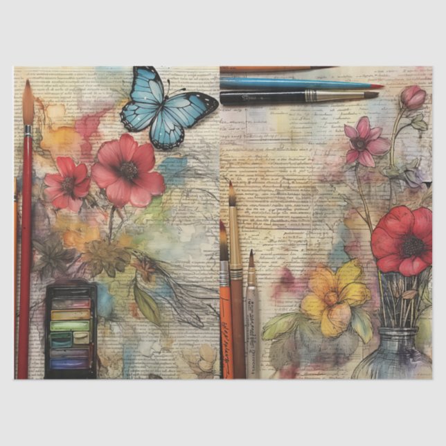 Papel de Tecido Floral inspirado em Artes e Artesa (Frente )