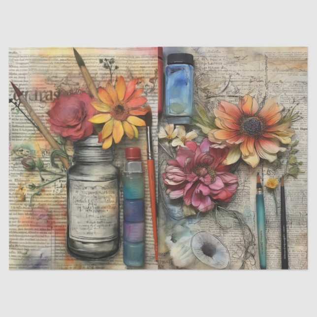 Papel de Tecido Floral inspirado em Artes e Artesa (Frente )