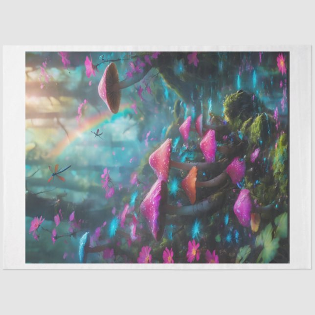 Papel de Tecido Florestal Rainbow Mushroom (Frente )