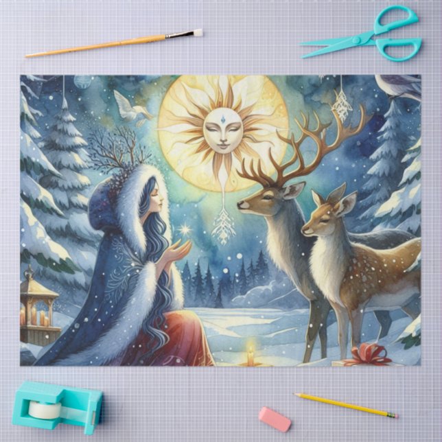 Papel de tecido Forest-Deer - Deer Solstício de in (Arte )