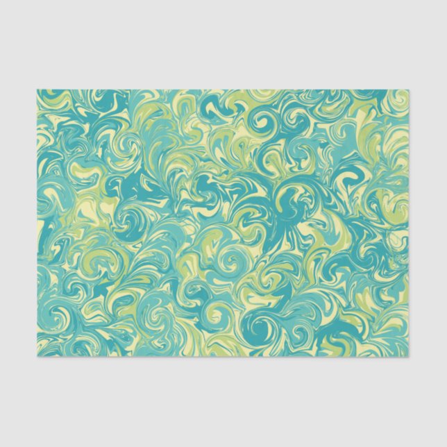 Papel de Tecido Gato-Marinho Aqua, Verde e Amarelo (Frente )