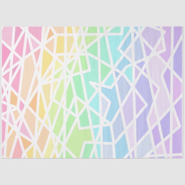 Papel de Tecido Geométrico com Gradação Arco-Íris (Frente )