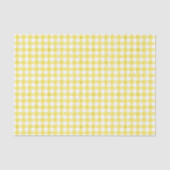 Papel de Tecido Gingham de Aquarela Amarela (Frente )