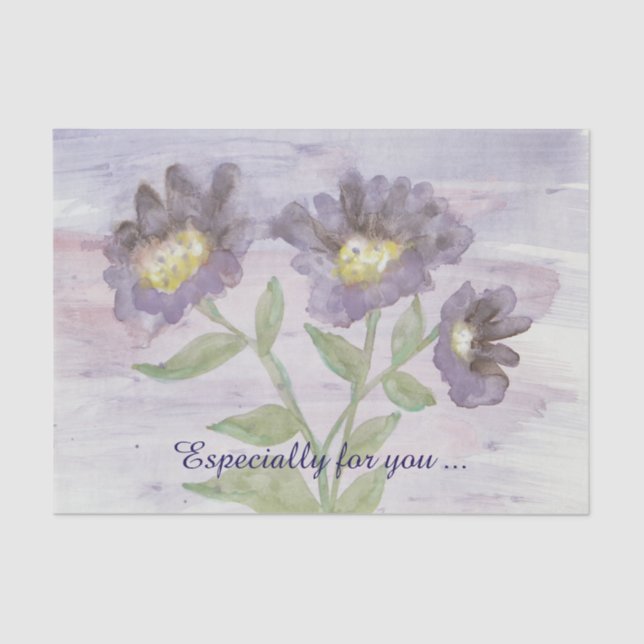 Papel de tecido incrível flores roxas grandes (Frente )