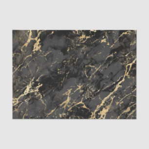 Papel de Tecido Marble Preto e Dourado
