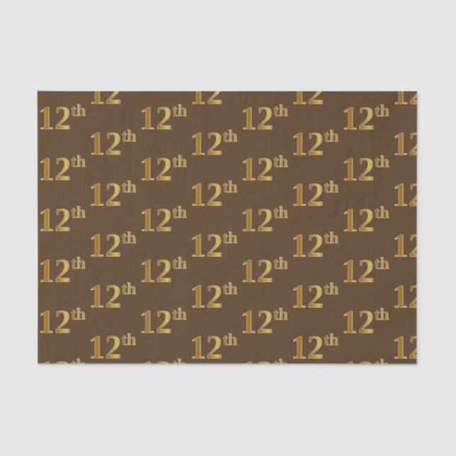 Papel de Tecido Marrom, Faux Dourado 12 (12.º) (Frente )