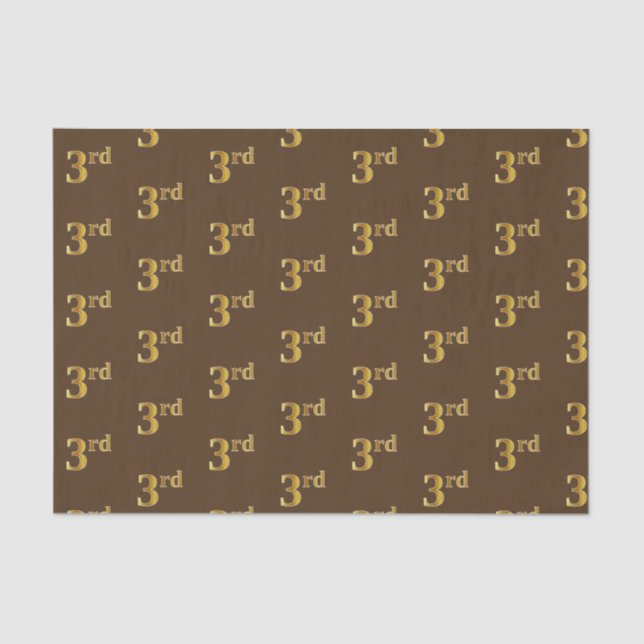 Papel de Tecido Marrom, Faux Dourado 3º (3º) (Frente )