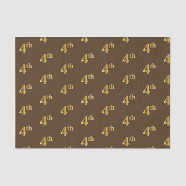 Papel de Tecido Marrom, Faux Dourado 4º (4º) (Frente )