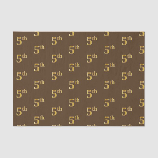 Papel de Tecido Marrom, Faux Dourado 5 (5º) (Frente )
