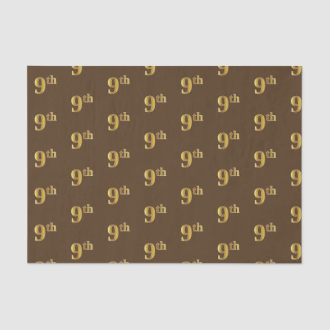 Papel de Tecido Marrom, Faux Dourado 9º (Nono) (Frente )