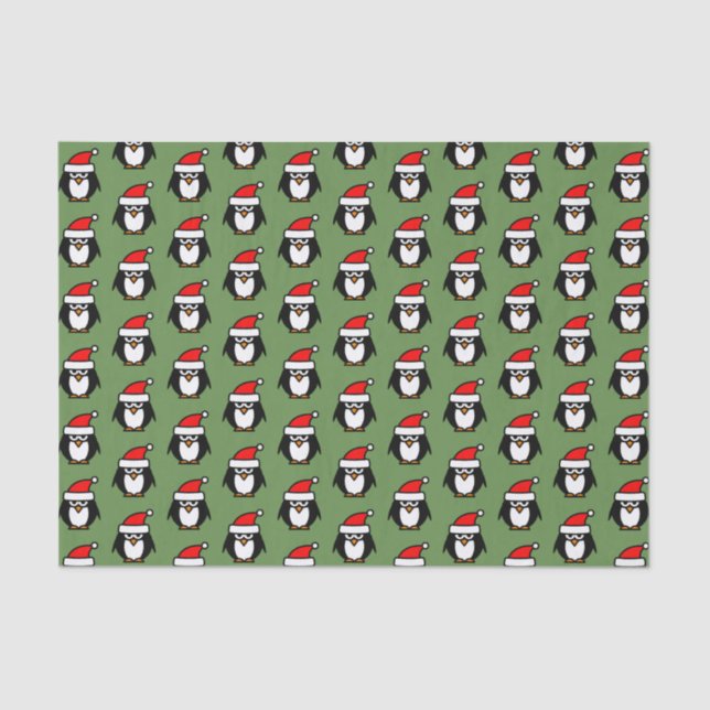 Papel de tecido natalino com pinguim Papai noel en (Frente )