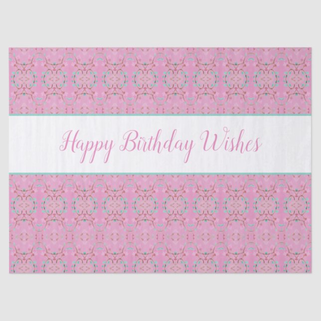 Papel De Tecido Padrão Com Felizes Desejos De Aniv (Frente )