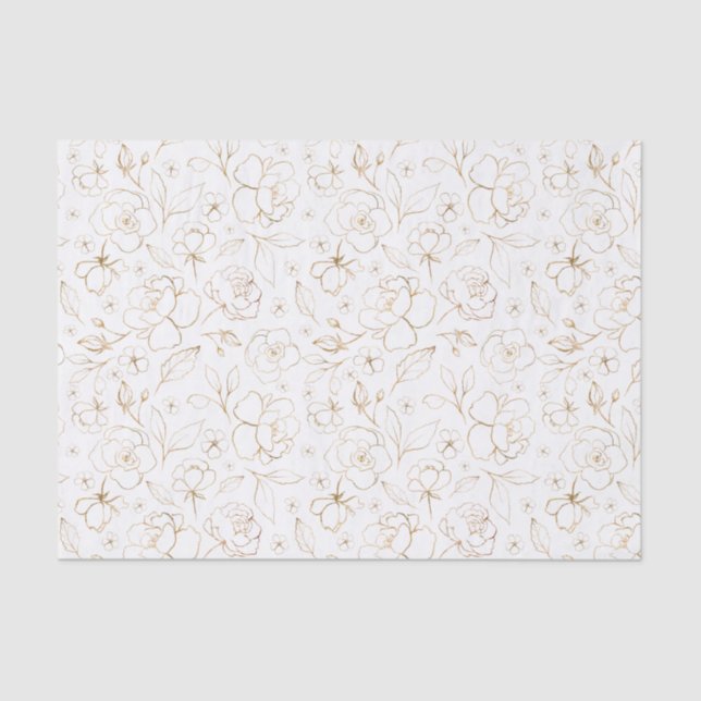Papel de Tecido para Rosas com desenhos Dourados (Frente )