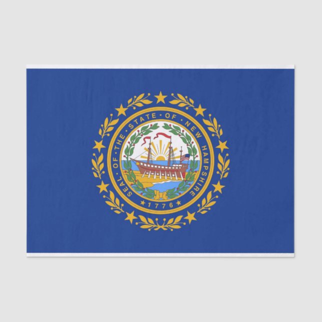 Papel de tecido Patriótico com bandeira Nova Hamps (Frente )