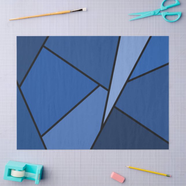 Papel de Tecido Poligões Azul abstrato (Arte )