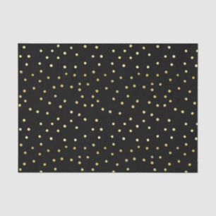 Papel de Tecido Polkadot Dourado e Preto Confetti