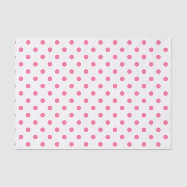 Papel de Tecido Polkadots Branco e Rosa Quente (Frente )